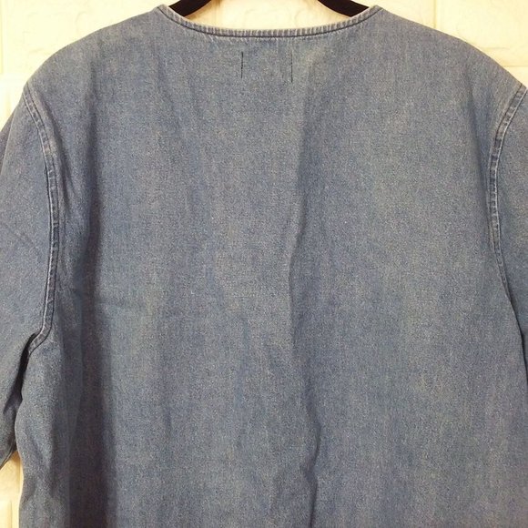 Vintage 80s Toffee Apple Denim Shirt -L Embroidered Daisies Button-Up Vents SS - Picture 10 of 10